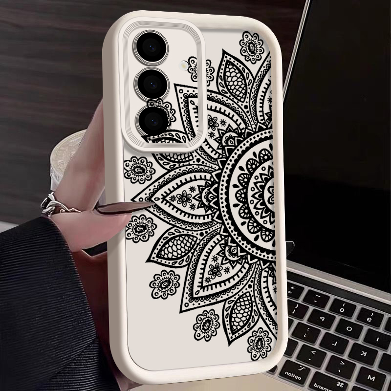 Samsung Galaxy A55 - Retro Bloem Totem Patroon Telefoonhoesje voor