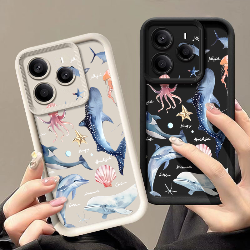 Xiaomi Redmi Note 14 - Schattig dolfijnprint zacht hoesje voor Xiaomi