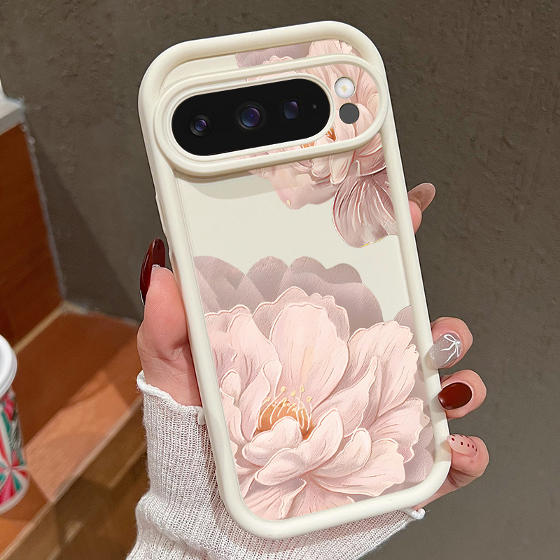 Google Pixel 8A - Roze bloemenpatroon zachte TPU telefoonhoes voor